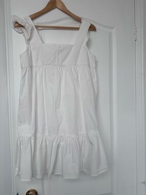 Classic White Ruffle-Strap Casual Sundress